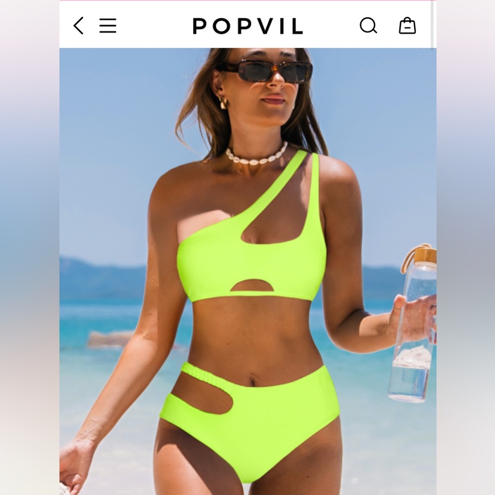 Neon Green One-Shoulder Bikini